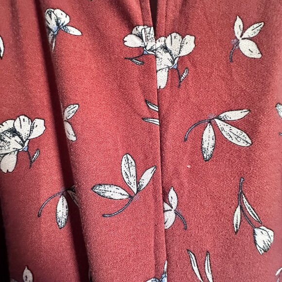 Dark Pink Floral Lauren Conrad Large Bell Sleeve Top, High Low Hem, Keyhole Back - Picture 8 of 12